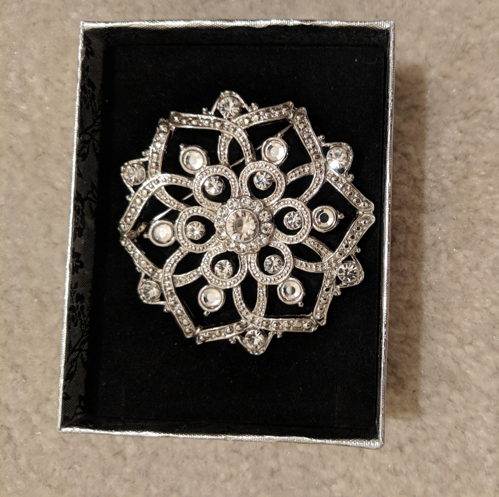 Silver Flower Brooch